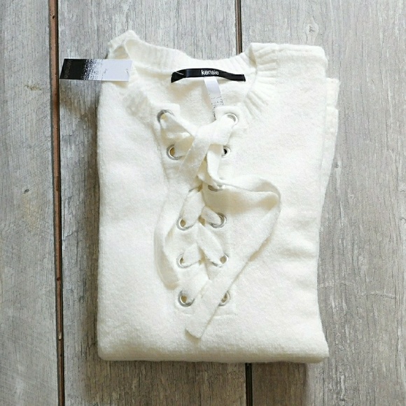 Kensie Sweaters - °°SALE°°NWT - KENSIE OFF WHT SELF TIE FRNT SWTR